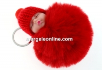 Breloc, bebe puf, rosu, 10cm - x1
