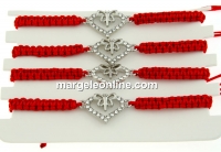 Bratara martisor, inima cu fluturas cu cristale, 21x14mm - x4