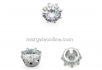 Margele link, rotund cu cristal, argint 925, 6.5mm - x1