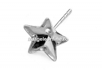 Earring findings, 925 silver rhodium plated, for Swarovski star 10mm - x1pair