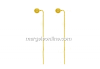 Tortite cercei lantisor si bila de 4mm, argint 925 pl cu aur, 68mm - x1per