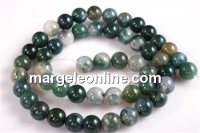 Margele agate moss, round, 6.5mm