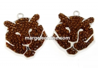 Swarovski, pand. pave pl.cu rodiu, tiger, smoked topaz, 19x16mm - x1