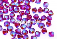 Swarovski, margele bicone, scarlet aurore boreale 2x, 4mm - x20