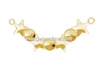 Baza link argint 925 pl. cu aur, 3 rivoli 6mm, 4 fancy star 10mm - x1