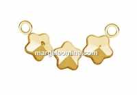 Baza link argint 925 placat cu aur, 3 fancy floare de 6mm - x1