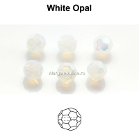 Preciosa, margele, rotund fatetat, white opal, 4mm - x10