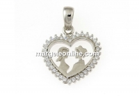 Pandantiv inima cu indragostiti cu cristale Swarovski, ag 925 rodiat, 22mm  - x1