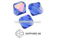 Preciosa, margele bicone, sapphire AB, 3mm - x40