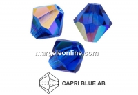 Preciosa, margele bicone, capri blue AB, 3mm - x40