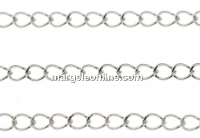 Length chain, twisted oval links, rhodium-plated silver 925, 50cm - x1