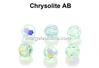 Preciosa, margele, rotund fatetat, chrysolite AB, 4mm - x10