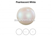 Perle Preciosa cu un orificiu, pearlescent white, 12mm - x2