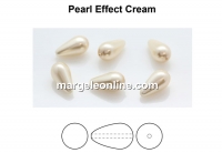 Margele Preciosa perle picatura, cream, 10x6mm - x2