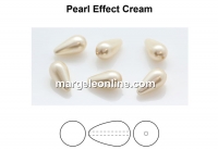 Margele Preciosa perle picatura, cream, 15x8mm - x2