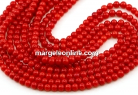 Margele Coral, rosu, rotund, 4mm