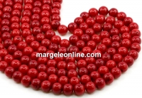 Margele Coral, rosu intens, rotund, grad A, 8mm