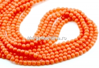 Margele Coral, portocaliu, rotund, grad A, 4mm