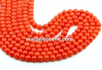Margele Coral, portocaliu intens, rotund, grad A, 6.5mm