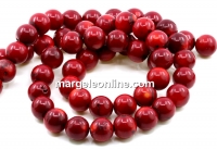 Margele Coral, rosu intens, rotund, 14mm