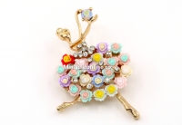 Brosa martisor, Balerina cu flori si cristale, 5.5x3.8cm - x1