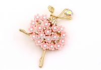 Brosa martisor frez, Balerina cu flori si cristale, 5.4x3.9cm - x1