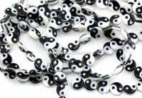 Margele sidef Yin si Yang, disc, 8mm