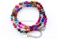 Colier cu incuietoare din margele agate striped, multicolor, 4mm