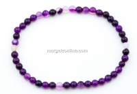 Bratara elastica din margele agate striped, mov, 4mm