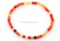 Bratara elastica din margele agate striped, portocaliu, 4mm