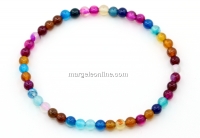 Bratara elastica din margele agate striped, multicolor, 4mm