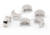 Margele decor, semiluna, argint 925 rodiat, 7.5mm - x1
