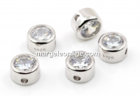 Margele decor, disc cu cristal, argint 925 rodiat, 5.5mm - x1