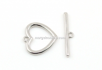 Incuietoare toggle inima, argint 925 placat cu rodiu - x1set
