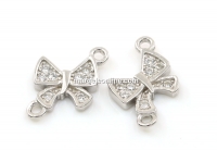 Link fundita cu cristale, argint 925 placat cu rodiu, 11.5mm - x1