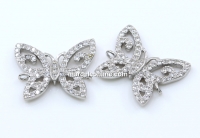 Link fluture cu cristale, argint 925 placat cu rodiu, 16mm - x1