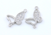 Link fluture cu cristale, argint 925 placat cu rodiu, 17mm - x1