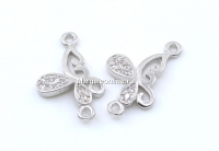 Link fluture cu cristale, argint 925 placat cu rodiu, 16mm - x1