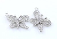Link fluture cu cristale, argint 925 placat cu rodiu, 23mm - x1