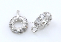 Charm decor cu cristale, argint 925 placat cu rodiu, 9mm - x1