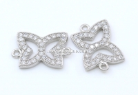 Link fluture cu cristale, argint 925 placat cu rodiu, 14mm - x1