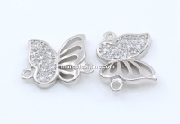Link fluture cu cristale, argint 925 placat cu rodiu, 12mm - x1