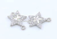 Link star with crystals, 925 silver rhodium plated, 11mm - x1