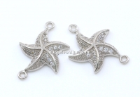 Link stea de mare cu cristale, argint 925 placat cu rodiu, 18mm - x1