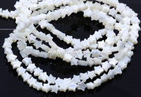 Margele sidef natural alb, stea, 6mm