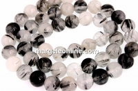 Margele cuart natural turmalinat, rotund, 4mm
