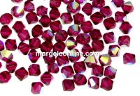 Swarovski, margele bicone, ruby aurore boreale, 6mm - x10
