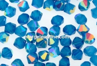 Swarovski, margele bicone, caribbean blue AB, 6mm - x10