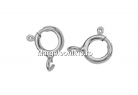 Round clasp, rhodium plated 925 silver, 6mm - x2