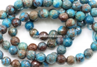 Calsilica beads, super, round faceted, 8mm